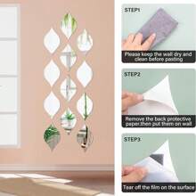 1 set di adesivi a forma di goccia d'acqua in acrilico specchiato, decorazione artistica per pareti 3D, autoadesivi per soggiorno, camera da letto, sfondo creativo