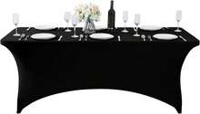 6 Pack Spandex Table Cover For 6FT Table Universal Fitted Stretch Tablecloth For Party, Banquet, Wedding And Events-Black - 黑與白 - 查看 6