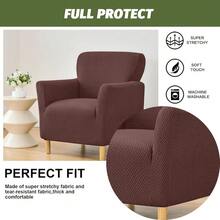 Local Delivery - Banquet Armchair Slipcover Printed Chair Covers With Arms Stretch Club Chair Slipcover Soft Armchair Sofa Covers Anti-Slip Furniture Protector For Dogs Pets Home Living Room Decor, 14 - T-jacquard Dark Brown - 查看 2