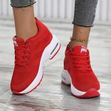 Women's Running Shoes, Comfortable And Fashionable Soft Soles, Women's Outdoor Lightweight Heightened Sneakers - 紅色 - 查看 5