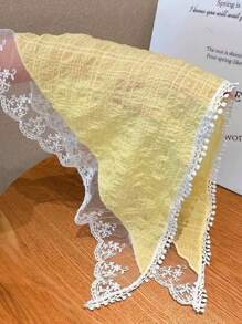 1pc Summer Floral Headband/Headscarf, Lightweight, Vintage, Lace Triangle Scarf For Women, French Style Bandanas Head Bandana Hair Scarf