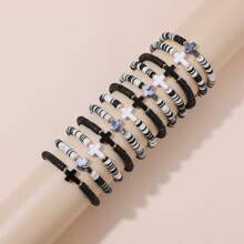 8/12 Stücke bunte Armband-Sets aus Polymer-Ton mit Dopamin-Kreuz-Design, Sommer-Strandurlaubs-Accessoires