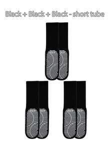3 Pairs Plain Colored Non-Slip Yoga Socks For Women, Suitable For Yoga, Pilates, Mid-Calf Colorful Socks - Multicolor - View 6