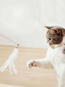 Jouet interactif pour chat avec baguette, clochettes, plumes et ventouse remplaçable, résistant au mâchage