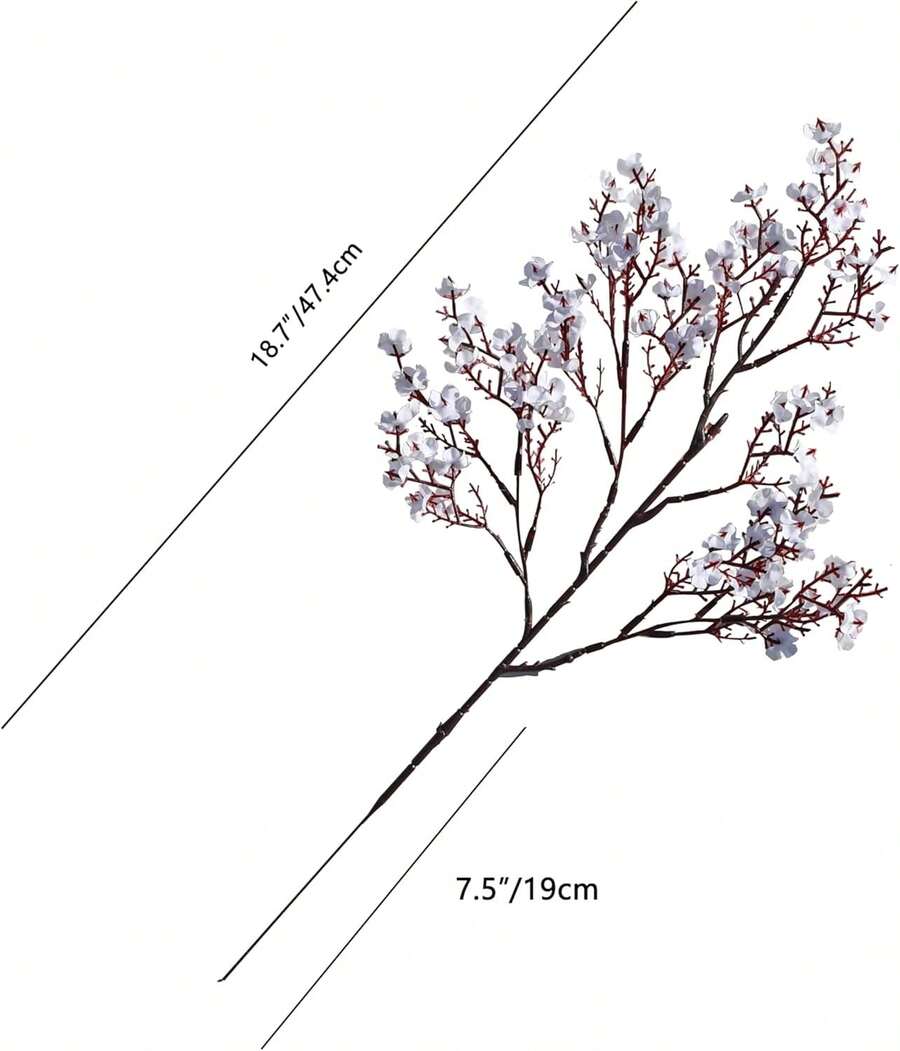 6pcs White Silk Babys Breath Gypsophila Artificial Fall Flowers 18.7" For Home Kitchen Decor Indoor Outdoor Decorations New Year Spring Mother's Day - White - View 1