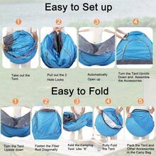 COSANSYS NEW ‎200 X 200 X 135 Cm 3-4 Man Pop Up Camping Tent 2 Window 2 Door Floor Tent Waterproof Hiking Outdoor Camping Tent, Automatic 2-3 Man Person Instant Tent,Pop Up Tent, Lightweight, Waterproof, Easy Set Up For Outdoor Camping, Hiking, Mountaineering, Beach, Include Carry Bag - Dark Green - View 5