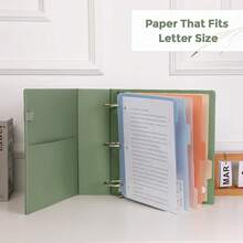 Neww  3 Ring Binder 3 Inch D Ringr  Clipboard, PU Heavy Duty Clipboard Binder  Notepad & 5 Dividers  5 Pockets, Labels, Clipboard Folder Great For School Office - 橄欖綠字母尺寸 - 3 英寸 - 查看 4