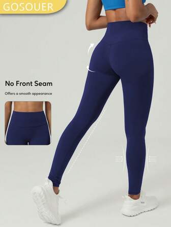 GOSOUER Leggings da donna a vita alta senza cuciture frontali, con profondo scollo a V sul retro e linea del fondoschiena, adatti per corsa, attività all'aperto, esercizi, pilates e yoga