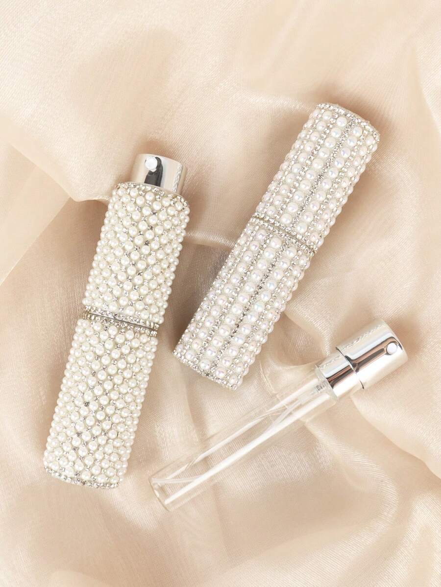 10ml Perfume Spray Bottle Mini Atomizer Refillable Rotating Handmade Pearl & Rhinestone Design, Elegant Luxury Travel Size Portable For Women For Gift - Multicolor - View 1