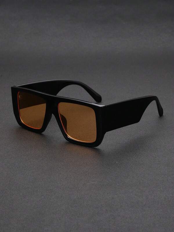 1pc New Retro Fashion Large Frame Square Glasses, Daily, Outdoor, Street Style, Party, Versatile, Street Style Fashion Glasses For 2025 Summer