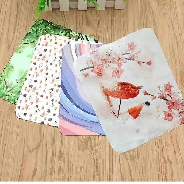 4pcs Reusable Microfiber Eyeglass Cleaning Cloths,Jewelry Cleaning Cloth,Soft Multicolor Glasses Cleaner,With A Multi-Color Pattern. Suitable For Eyeglasses, Camera Lenses, Phones, Laptops, LCD TV Screens, And More