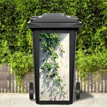 1 件 Verdant Ivy 户外贴纸，花园垃圾桶贴花，适用于露台和庭院的防水垃圾桶艺术，抗紫外线家居装饰，耐用自粘乙烯基，垂直花园风格带轮垃圾桶贴纸学校用品，返校