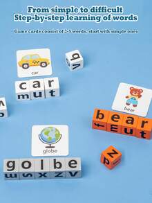 Barns tidig utbildning Engelska kort Ordstavning Spel Bokstavigenkänning Matchande byggstenar Kampspel Pedagogiska leksaker - Multifärgad - Visa 8