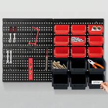 DIY Wall-Mounted Storage System With 30 Bins And 64x41cm Backboard For Tool Organization - 紅+黑 - 查看 4