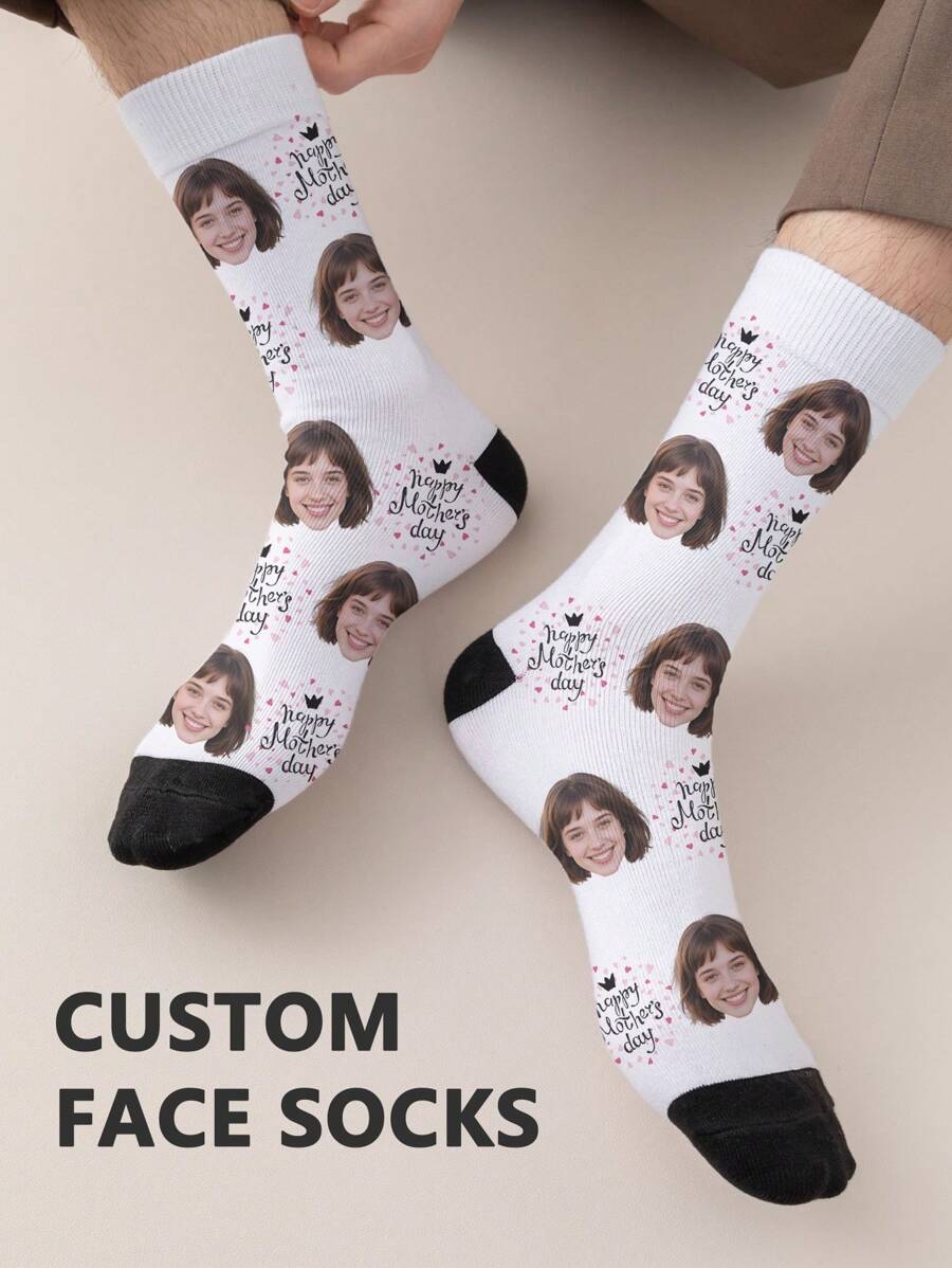 1 par de calcetines de tubo medio para mujer con rostro personalizado, puedes poner cualquier cara en los calcetines, calcetines personalizados con fotos, pares de imágenes personalizadas e interesantes con calcetines de longitud media a larga, aptos para el Día de San Valentín, cumpleaños, regalos y otras ocasiones, personalizados, divertidos, ricos y coloridos, diseño creativo de anime y dibujos animados, regalos navideños