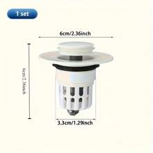 1 Pop-Up Bathroom Sink Drain Plug - Multi-Functional Pressure Filter, Durable Plastic, Essential Accessory For Efficient Drainage, Modern Bathroom Elegant Design, Bathroom Sink Accessory Back To School