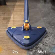2024 Self-Wringing Triangle Extended Mop X Type Microfiber Floor Squeeze Free Hand Washing Lazy Tool Rotate Household Cleaning - cây lau nhà màu xanh dương 2 giẻ lau - Xem 5