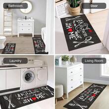 1pc/2pcs Kitchen Mat Set - Knife Fork Spoon Pattern Kitchen Decor Mat, Suitable For Sink, Bedroom, Living Room, Dining Room, Kitchen Floor Mat, Absorbent Drainage Mat, Suitable For Kitchen, Living Room, Entrance, Balcony, Home Decor, Anti-Stain, Cafe, Bar, Holiday, Party, Bedroom, Bath Mat, Room Decor - Multicolor - View 6