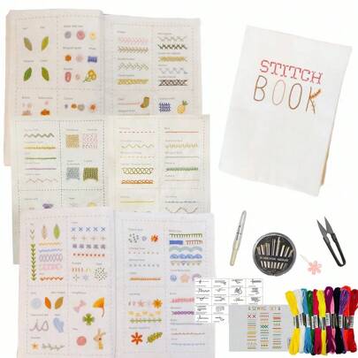 Embroidery Stitches Sets For Beginners Creative Sewing Kit Basic Handbook Embroidery Stitches Patterns Set Beginner's Sewing Embroidery Set Cross Stitch Sets