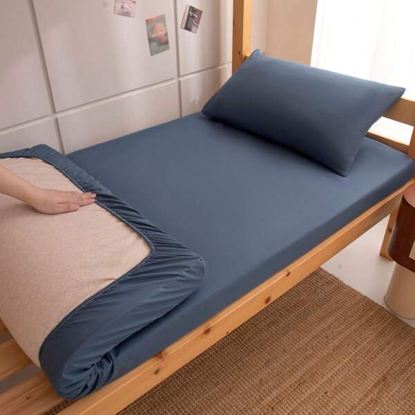 1pc Solid Color Fitted Sheet, Mattress Protector, Mattress Cover For Bed, Soft And Breathable, For All Size Bed -Twin, Full, King, Queen Size Sheet Deep Pocket Up To 11.8 Inch Home Textile Wrinkle-Free Better For Sleep, Machine Washable King Queen Full Twin Size