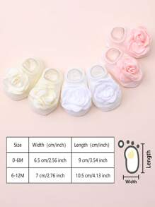3 Pairs Baby Girls' Adorable Floral Decor Solid Color Soft Rubber Dots Liner Socks, Suitable For Summer Vacation Wear
