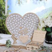 Rustic Wedding Guest Book With Wooden Heart-Shaped Drop Box - Charming Reception Decor And Creative Message Keepsake For Weddings, Anniversary Signature Book, Special Occasions Wedding Guest Book