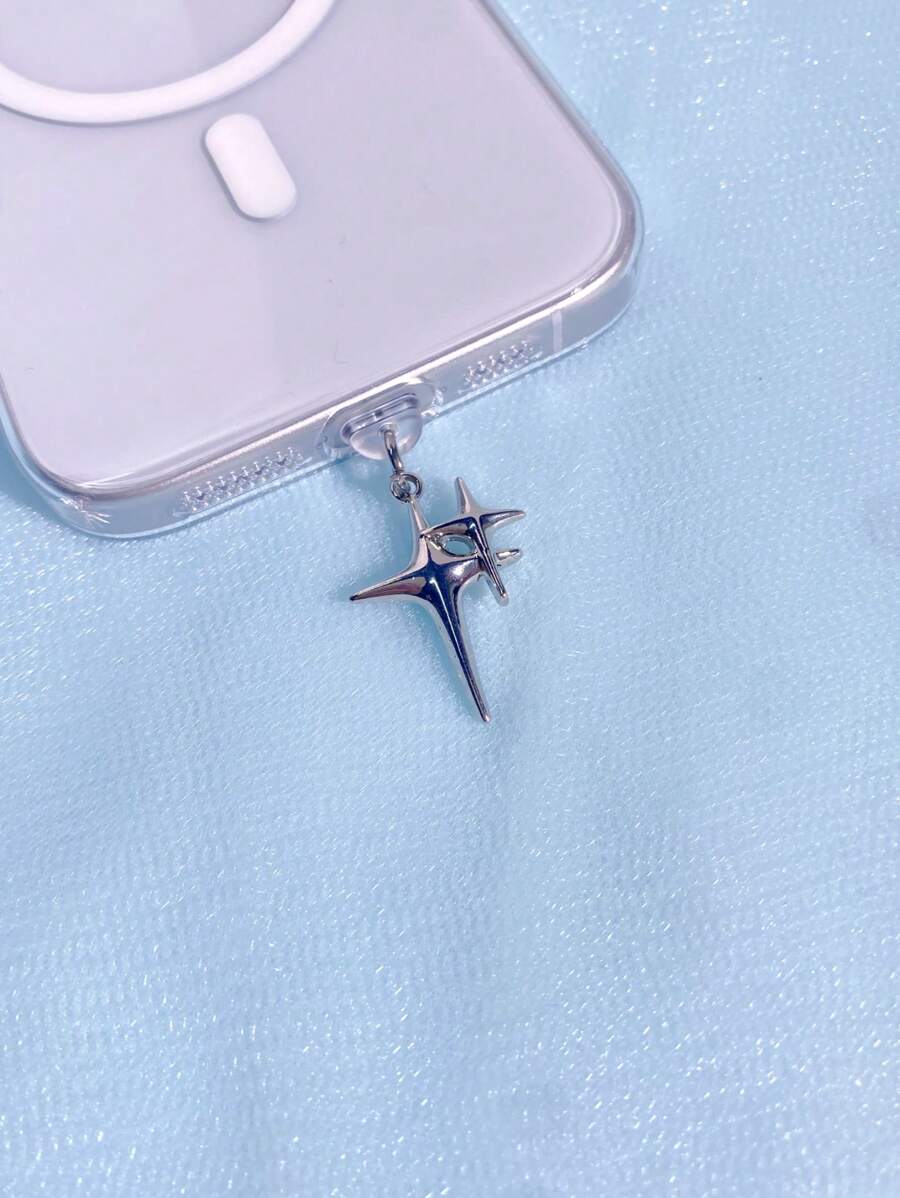 1 pieza Tapón antipolvo con novedad en forma de estrella de cuatro puntas, compatible con puerto de carga , puerto de carga Tipo-C, puerto de datos, tapón antipolvo con simulación de fruta compatible con Mi, Oppo, Vivo, , iPhone5-16, auriculares