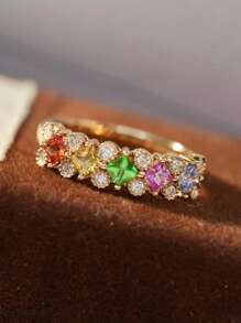 1 pièce Bague réglable minimaliste en argent S925 de couleur arc-en-ciel élégante, bijoux mode pour une utilisation quotidienne et les fêtes pour femmes, cadeau de la Saint-Valentin