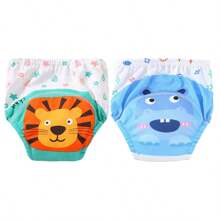 4 Stück dünne positionierte Tierdruck Baby Jungen/Mädchen Trainingshosen, weich & bequeme wiederverwendbare Stoffwindeln, unverzichtbares Geschenk für Babys