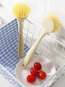 长柄厨房清洁刷塑料锅碗瓢盆砧板清洁剂不易粘油挂式炉灶清洁刷 - 彩色 - 查看 4