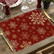 1/4 Set di Tovagliette Natalizie in Lino Stampato a Quadri Bufalo, Babbo Natale Invernale, Albero di Natale, Pupazzo di Neve e Cervo per Tavolo da Pranzo, Lavabili in Poliestere Rettangolari, Sottobicchieri, Tovaglie da Cucina, Tappetini per il Caffè, Adatti per Cucina, Sala da Pranzo, Matrimonio, Decorazione Casa, Decorazione Stanza, Decorazione Interna, Decorazione Tavolo, Decorazione Festa di Natale, Regalo Ideale