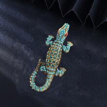 1pc Vintage Exaggerated Crocodile Animal Shaped Brooch, Zinc Alloy Rhinestone Inlaid Clothing Suit Jacket Pin, Suitable For Banquet, Party Wear, Holiday Gift - Crocodile - View 6