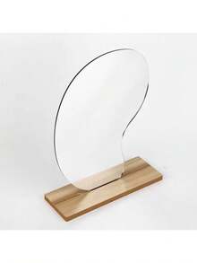 1pc Round Acrylic Makeup Mirror, Decoration Table Vanity Mirror With Stand For Student Dormitory Bedroom Best Gifts Birthday Graduation Home Decor Back To School Room Decor School Supplies