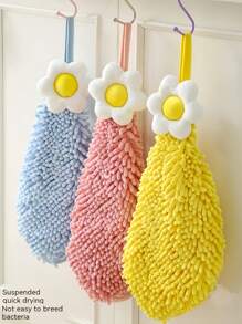 1pc/3 Packs Super Soft Creative Plumeria Pattern Hanging Hand Towel, Quick Absorbent Quick Dry Coral Fleece/Lint Free. , Reusable, Suitable For Kitchen/Bathroom - Multi-Purpose Household Essentials, Household Cleaning, Body Care, Hand Towel, Kitchen Quick Dry Absorbent Rag, Table Cloth. Cleaning Tools Dish Cloths Kitchen Towel