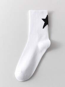 10 Pairs Of Personalized Pentagram Patterned Calf Socks With Reinforced Heels For Comfort, Breathability, And Moisture Wicking, Fall - Multicolor - View 9