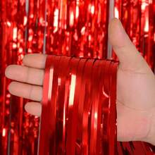 Foil Fringe Curtains Red Streamers Party Decorations - Melsan 3 Pack 3.2 X 8.2 Ft Red Fringe Backdrop Party Photo Backdrop Back To School Birthday Party Shower Or Graduation Decorations2025 - 純紅色 - 查看 2