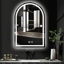 ShangPuYun LED Bathroom Mirror With Lights, Anti-Fog, Dimmable Shower Mirrors, High Definition Makeup Mirrors, Wall-Mounted Vanity Mirrors, Memory Function, Tempered Glass,Shatter-Proof, US Standard Plug/Switch , Size 24*16inch, Bathroom Decor - Xem 1
