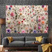 1pc Multicolor Flower 2D Flat Background Flag Wall, Polyester Fiber, Multiple Sizes, Suitable For Home, Yard Decoration Background, Birthday Party, Anniversary And Home Decoration And Party Photo Background
