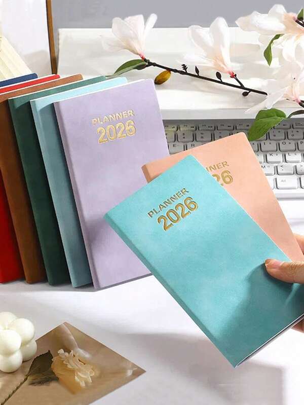 2026 A6 English Weekly Planning Notebook PU Leather Mini Portable Diary List Tasks, Expense Tracking And Organizing Meals School Supplies,School Supplies,Back To School