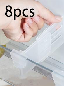 4/8pcs White Refrigerator Dividers, Adjustable Length Kitchen Storage Tools, Retractable Space Dividers, Suitable For Refrigerator, Kitchen, Lunch Box Use