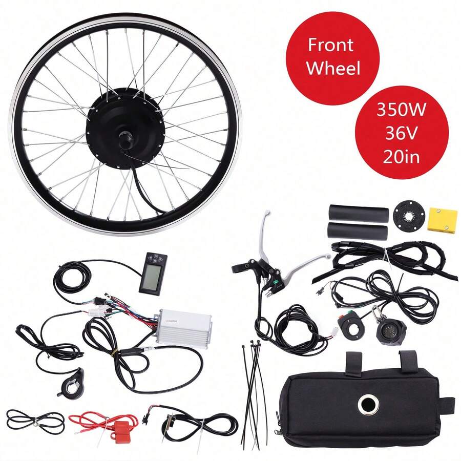 TFCFL 20 Inch 350W E Bike 36V Front Wheel Electric Bicycle Hub Motor Conversion Kit - Black and Silver - View 1