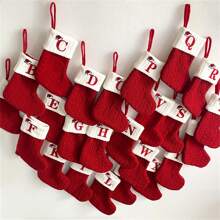 Personalized Baby Shower Christmas Stocking,Christmas Stockings Small Xmas English Letters Hanging Stockings Christmas Socks Double Sided Fireplace Hanging Stockings For Christmas Party Decoration New Year Party Gift Favors Supplies,Knit Monogram Christmas Stockings,Family Holiday Xmas Party Decor
