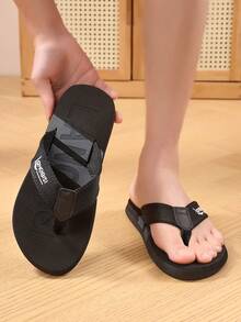 Men's Summer Outdoor Beach Sandals, Casual Non-Slip Flat Slide Slippers - Black - View 3