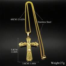 Catholic Jesus Cross Pendant Necklace For Women Men Stainless Steel Gold Silver Color Crucifix Chain Amulet Jewelry Gift - Necklace - View 5