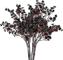 6 Bundles Black Silk Babys Breath Artificial Fall Fake Flowers Gypsophila Bouquet 18.7" For Mother's Day Easter Home Kitchen Wedding Party Decorations New Year Spring(Vase Not Include) - 黑色 - 查看 1
