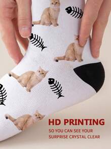 1 par de calcetines de tubo medianos personalizados para mujeres, puede poner cualquier rostro en los calcetines, calcetines personalizados con fotos, par de calcetines con imagen personalizada interesante, adecuados para el Día de los Enamorados