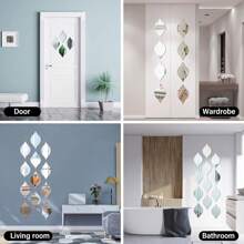 1 set di adesivi a forma di goccia d'acqua in acrilico specchiato, decorazione artistica per pareti 3D, autoadesivi per soggiorno, camera da letto, sfondo creativo