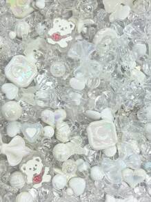 50/100g Cuentas acrílicas de colores variados, en formas de flores, lazos, estrellas y corazones, para hacer joyas, pulseras, collares, cadenas de teléfono móvil y accesorios hechos a mano