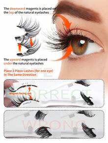 MAGEFY 两副可重复使用的磁性假睫毛套装，包含磁性夹子和5支睫毛刷，卷翘浓密，女士礼物，易于佩戴和卸除，妆效自然，旅行必备，适合海滩度假、露营、返校季等场合的化妆工具 - 自然纖長款 - 查看 11