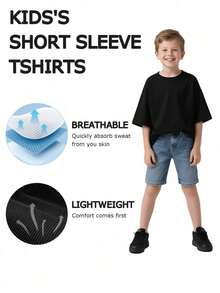 Tween Girls/Boys 4th Of July Clothes, Splash Of Liberty Graphic Cotton T-Shirt, Black Tee With Dolphin And Wave Design, Perfect For Casual Outings/Summer, Great Gift For Fourth Of July. ,Boys&Girls Summer Vacation Outfit. - Black - View 2